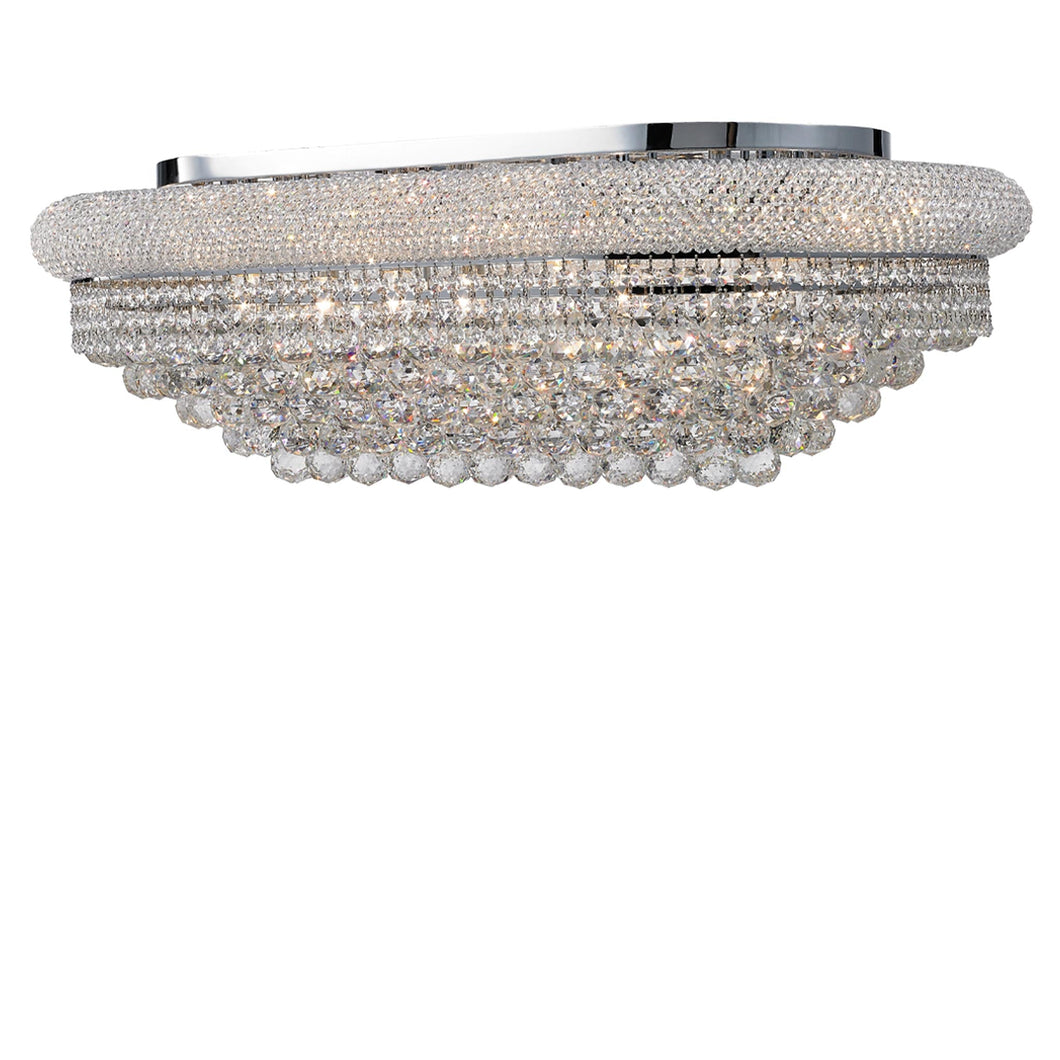 Royal Empress Flush Mount OVAL Basket Chandelier - CHROME - L:90cm