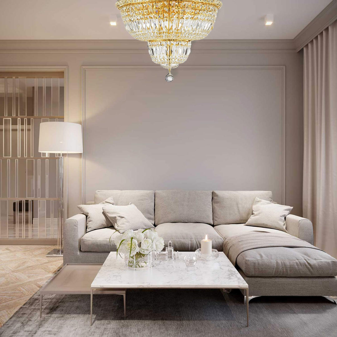 Empress Flush Mount Basket Chandelier - Gold - W:50cm
