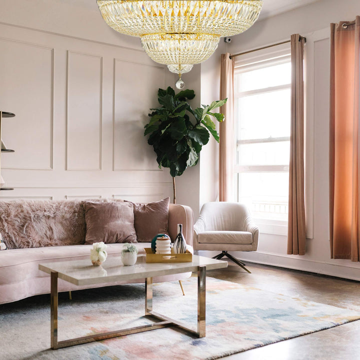 Empress Flush Mount Basket Chandelier - Gold- Width: 94cm