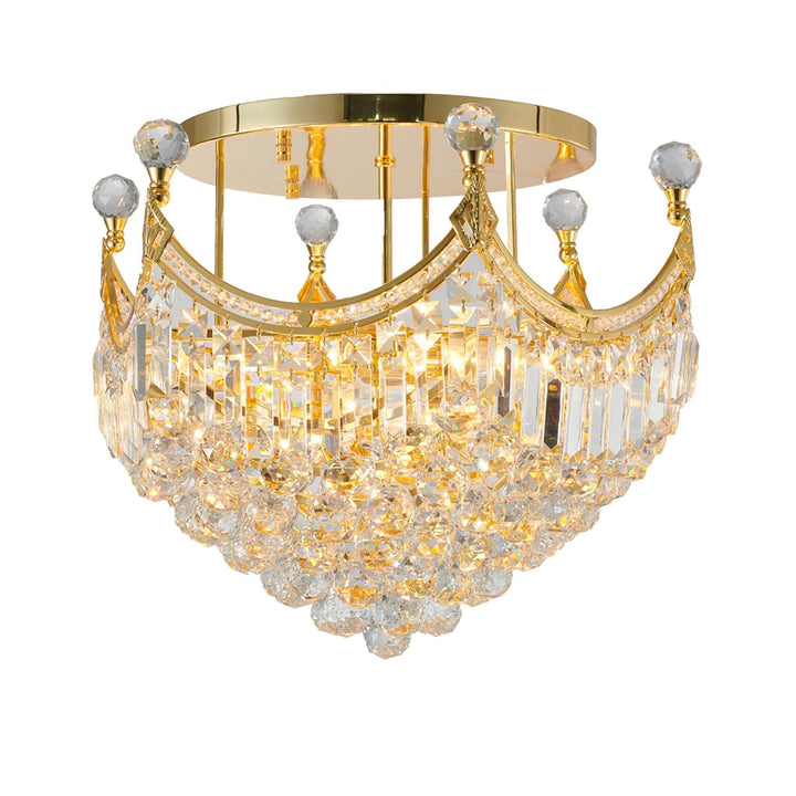Royal Empire Flush Mount Gold Basket Chandelier- W:50cm
