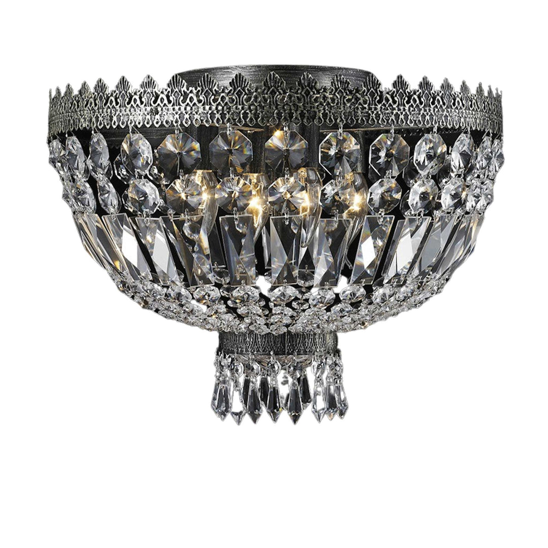 Royal French Basket Flush Mount Chandelier - Antique Silver - W:40cm