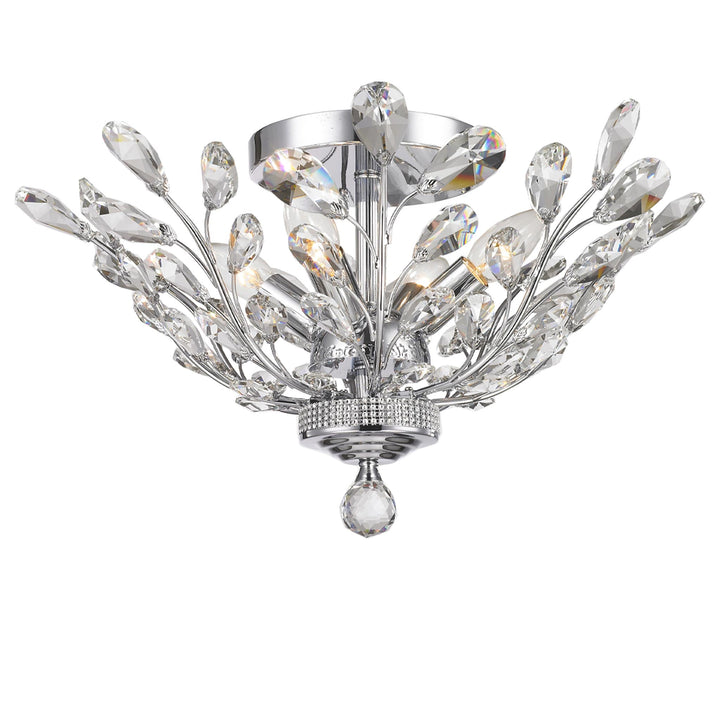 Willow Contemporary Leaf Flush Mount Chandelier- W:50cm H:28cm - Chrome - Designer Chandelier Australia