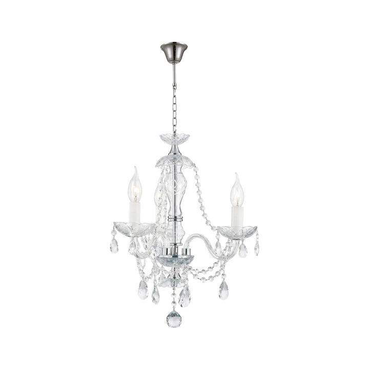 Bohemian Brilliance 3 Arm Crystal Chandelier - Chrome - Designer Chandelier Australia