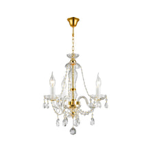 Load image into Gallery viewer, Bohemian Brilliance 3 Arm Crystal Chandelier - Gold
