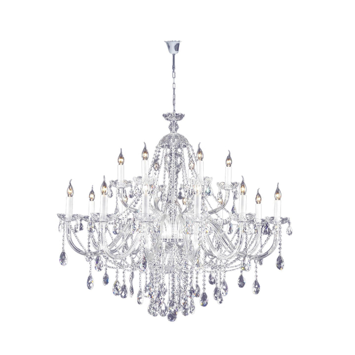 Bohemian Brilliance Large 18 Arm Two Tier Chandelier - Chrome
