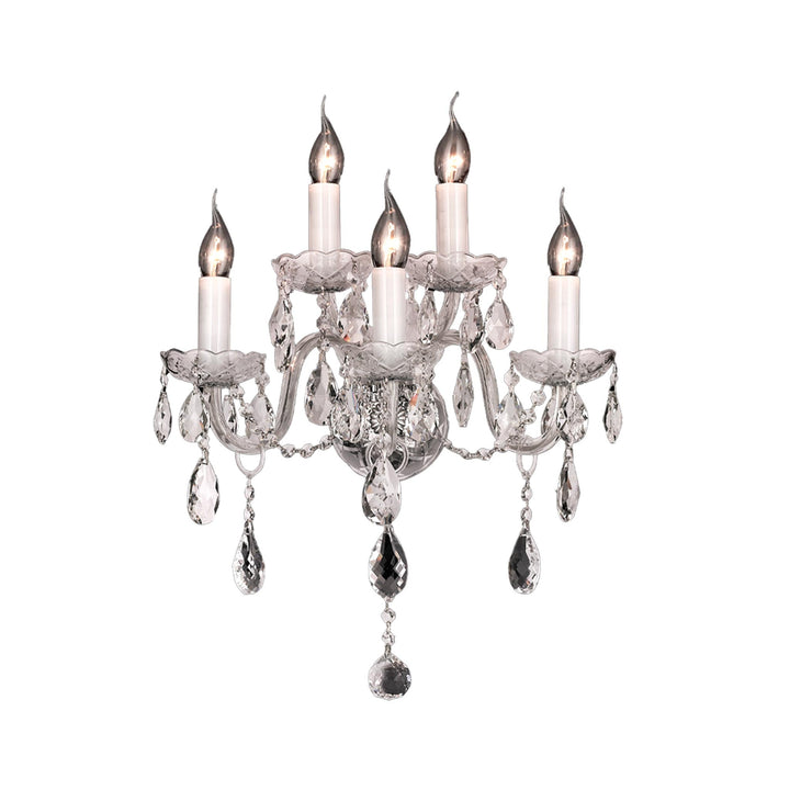Bohemian Elegance Five Arm Wall Light Sconce - Chrome