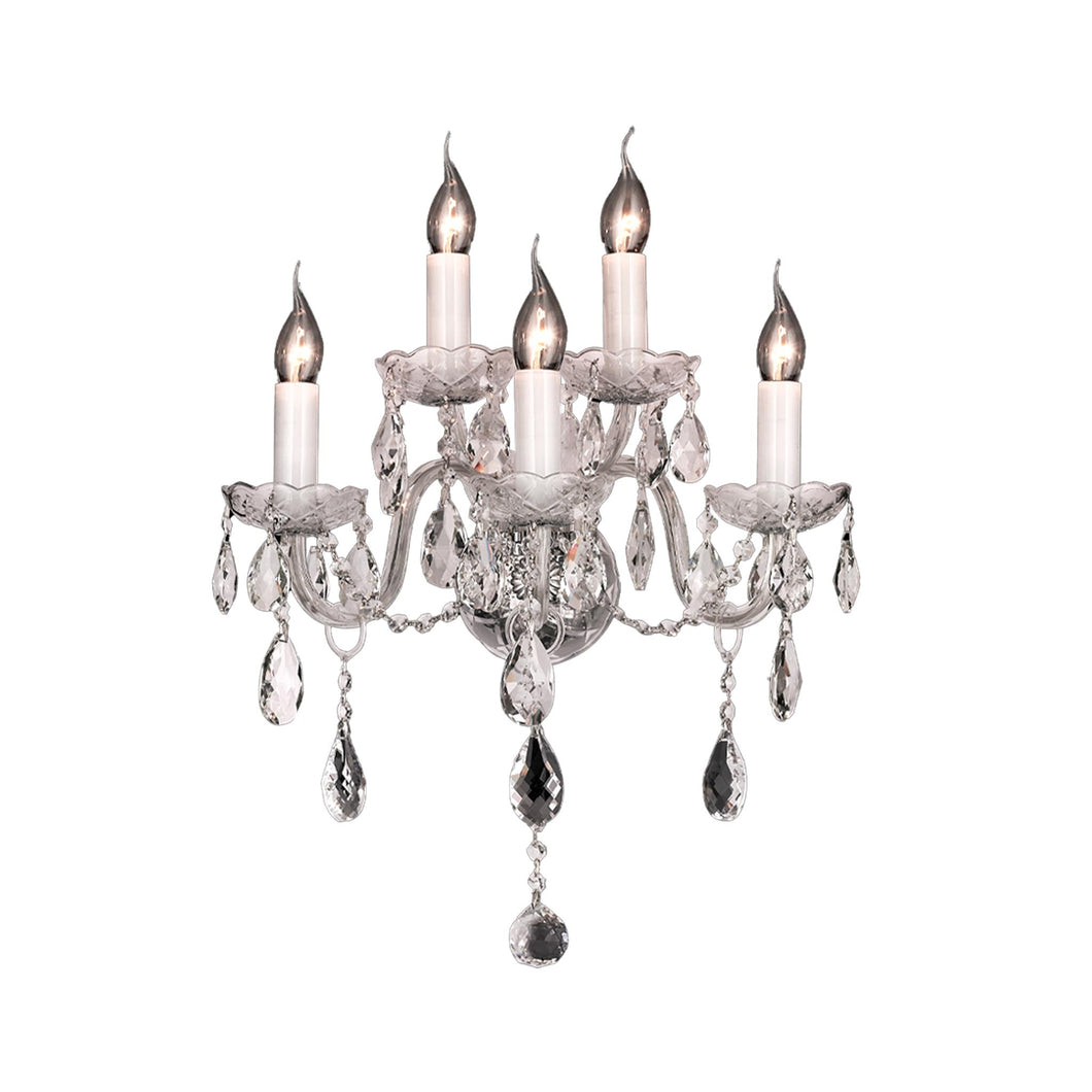 Bohemian Elegance Five Arm Wall Light Sconce - CHROME