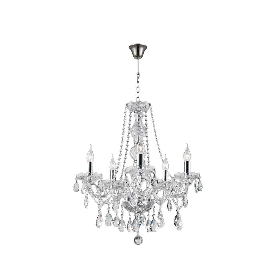 Bohemian Elegance 5 Arm Crystal Chandelier - CHROME - Designer Chandelier Australia
