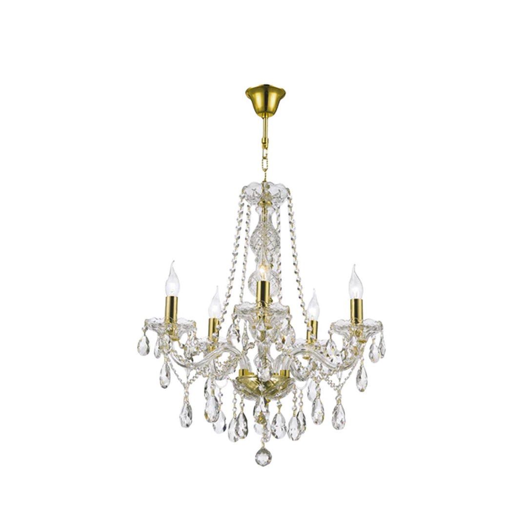 Bohemian Elegance 5 Arm Crystal Chandelier - GOLD - Designer Chandelier Australia