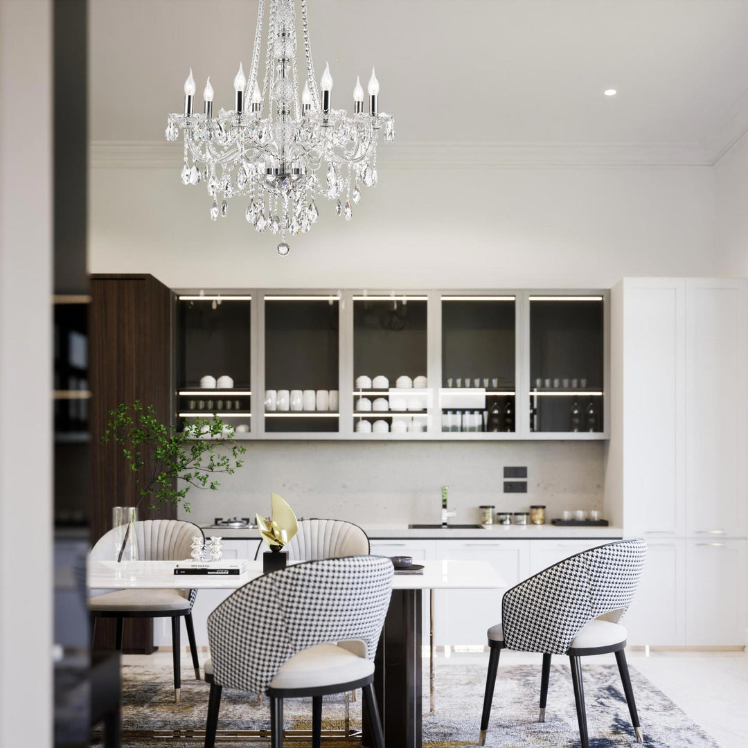 Bohemian Elegance 8 Light Crystal Chandelier - CHROME