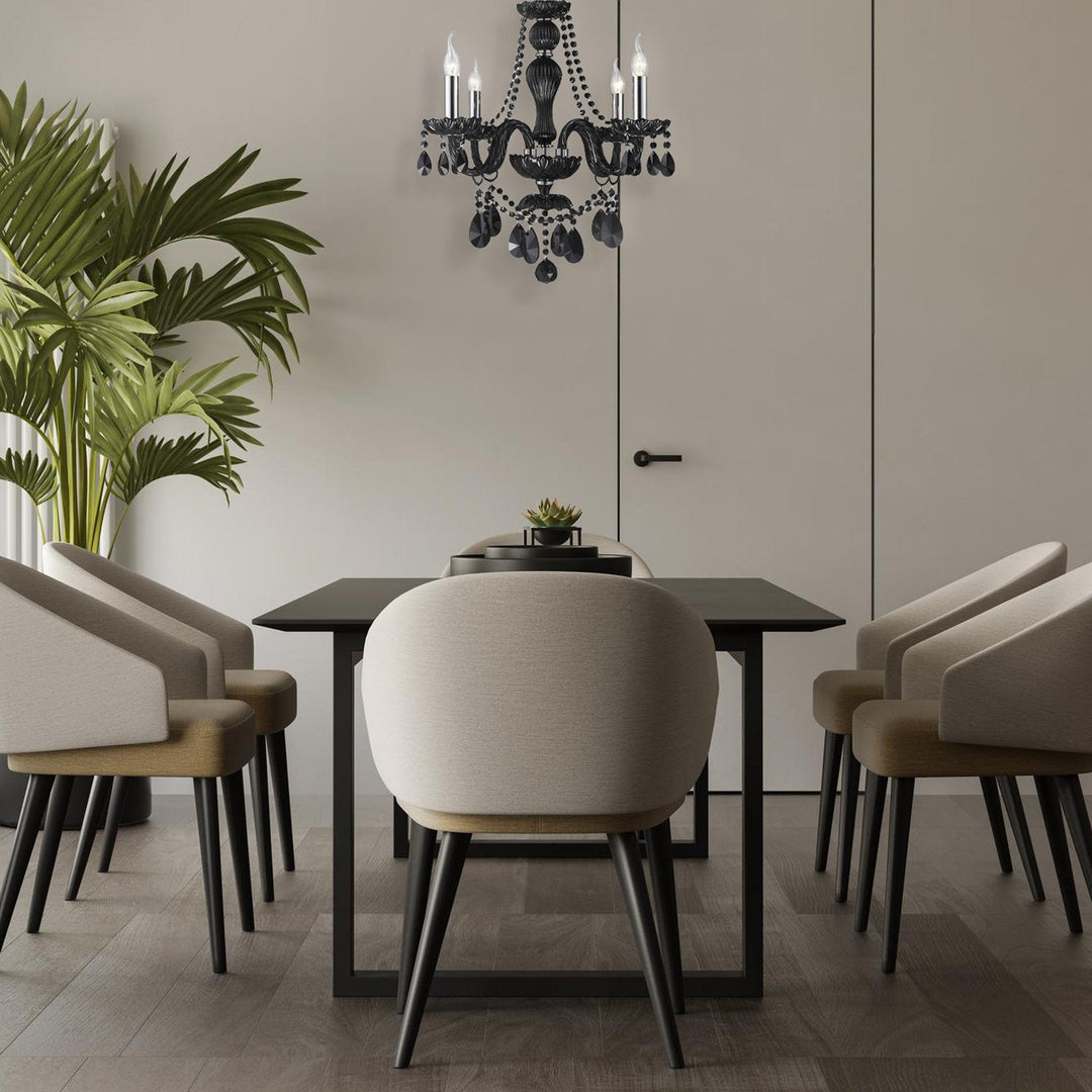 Jet Black Bohemian Chandelier - 4 Arm