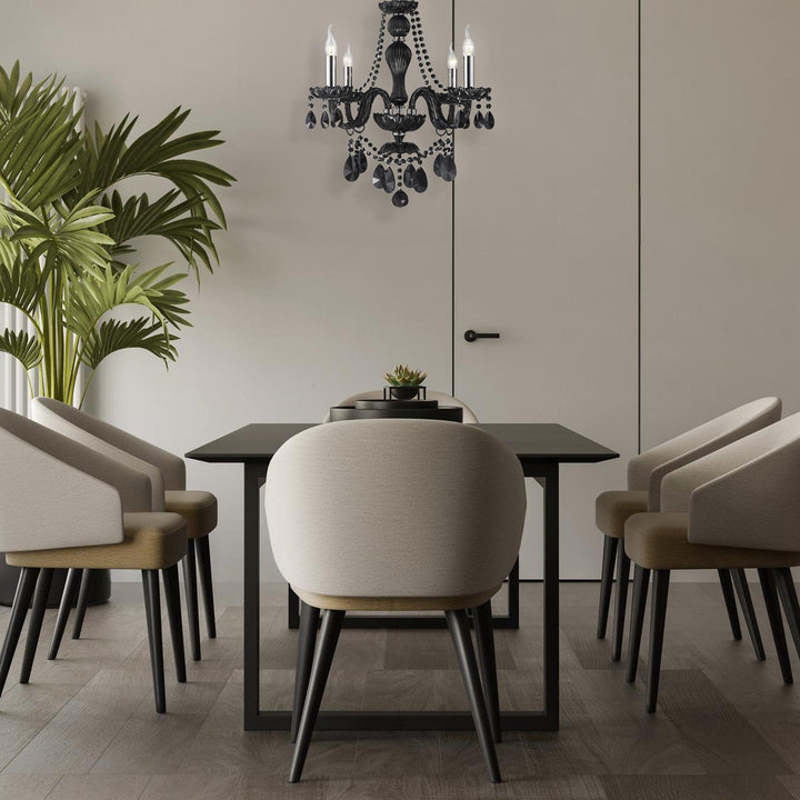 Jet Black Bohemian Chandelier - 4 Arm