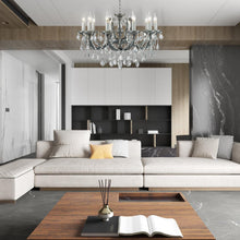 Load image into Gallery viewer, Maria Theresa Crystal Chandelier Grande 10 Light - Smoke Nickel &amp; Clear Crystal
