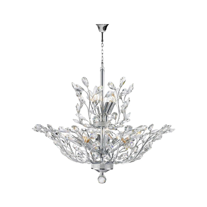 Willow Contemporary Leaf Chandelier - W:70cm - Chrome