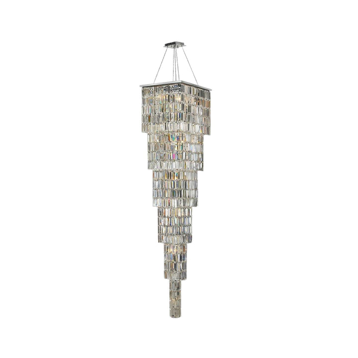 Modena Entrance Crystal Pendant Light - Large 6 Tier Square - W:40 H:220cm - Designer Chandelier Australia