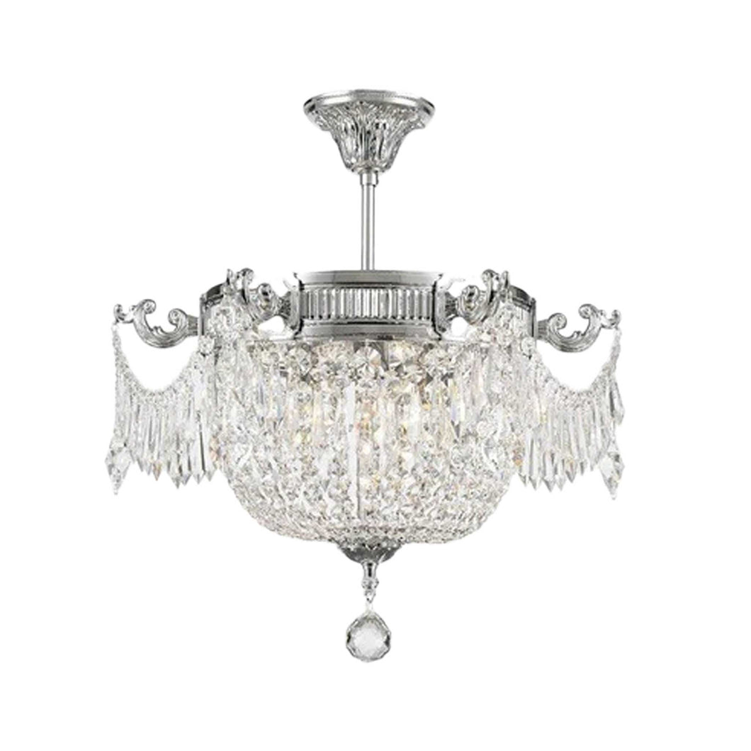 Regency Basket Chandelier - Chrome Finish - Flush Mount - W:46cm H:43cm