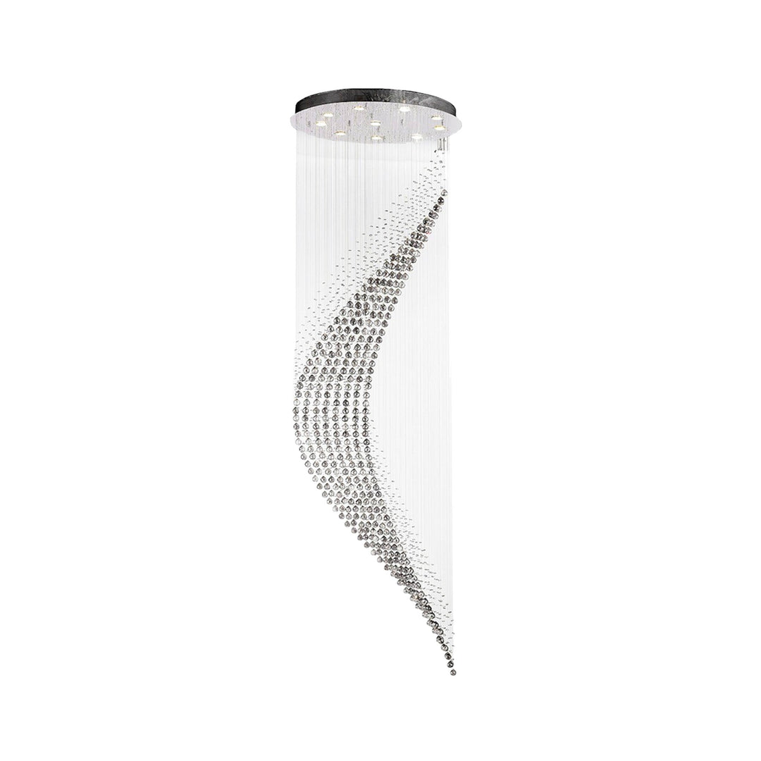 Contemporary Wave LED Chandelier - Smoke - W:80cm H:260cm