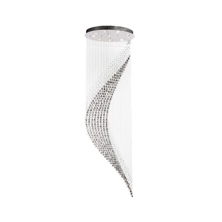 Contemporary Wave LED Chandelier - Smoke - W:80cm H:260cm