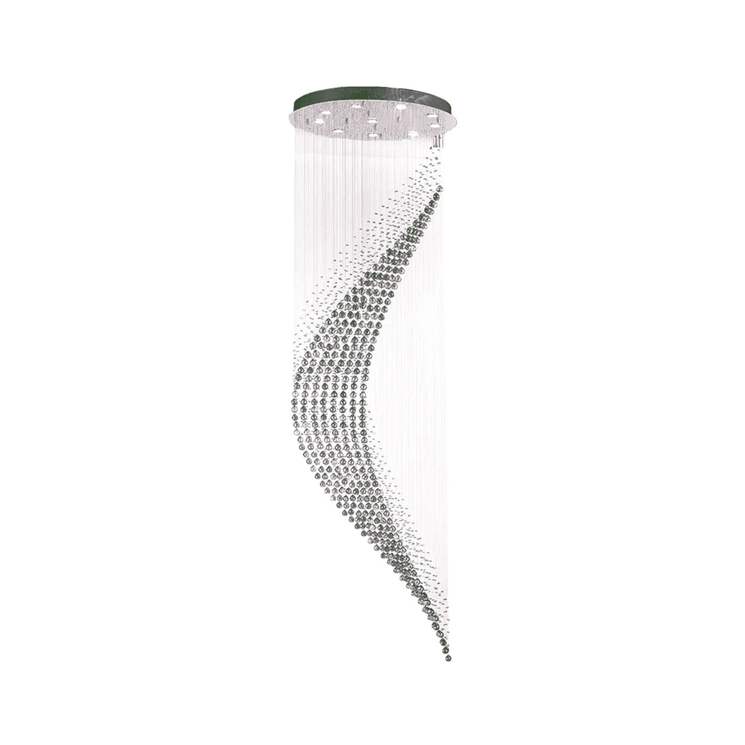 Contemporary Wave LED Chandelier - W:80cm H:260cm - Chrome - Designer Chandelier Australia