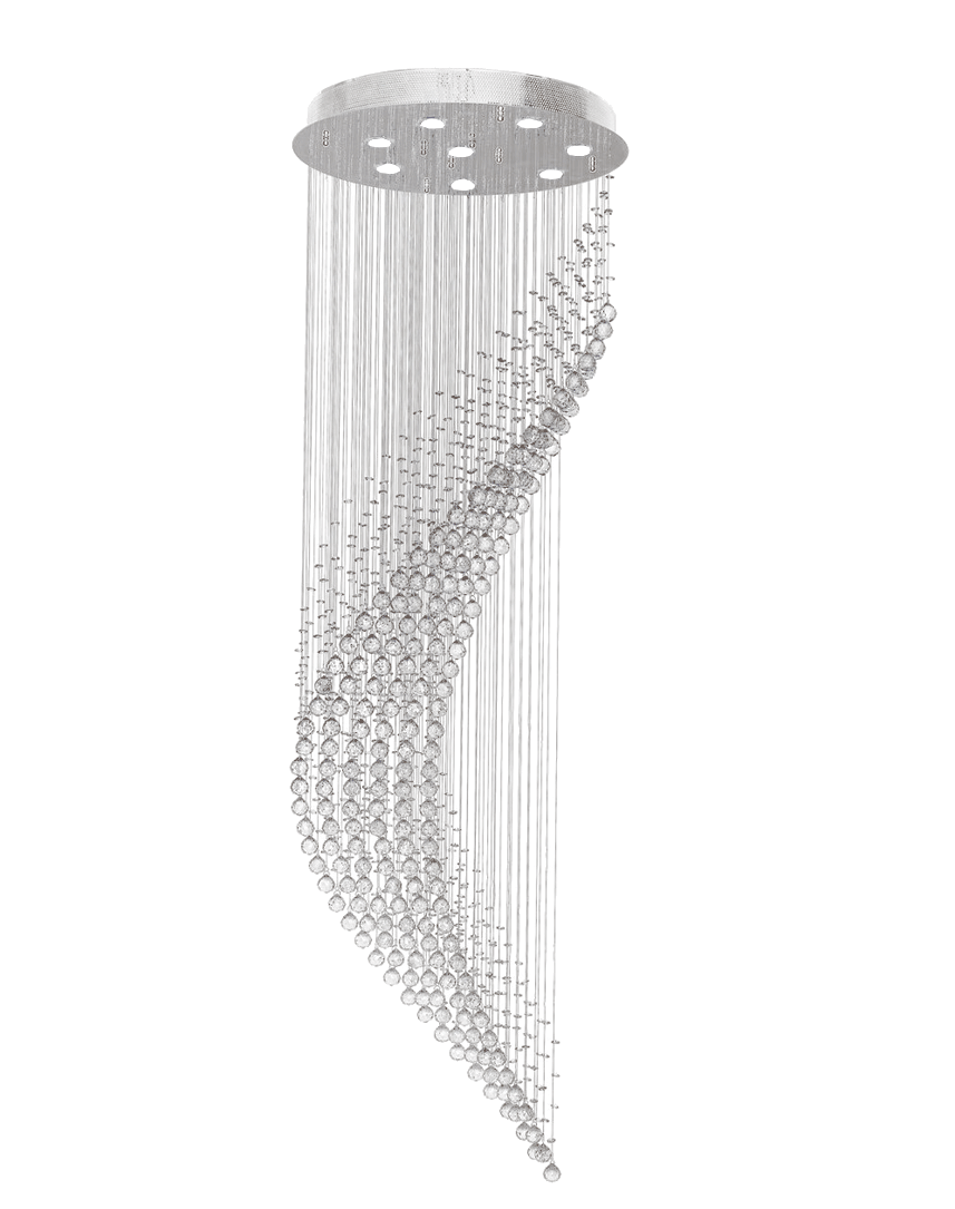Contemporary Wave LED Chandelier – Modern LED Chandelier, 60cm x 190cm - Chrome - Designer Chandelier Australia