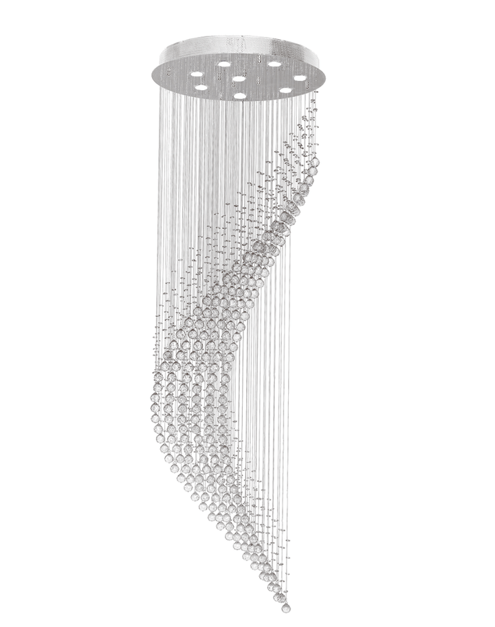 Contemporary Wave LED Chandelier – Modern LED Chandelier, 60cm x 190cm - Chrome - Designer Chandelier Australia