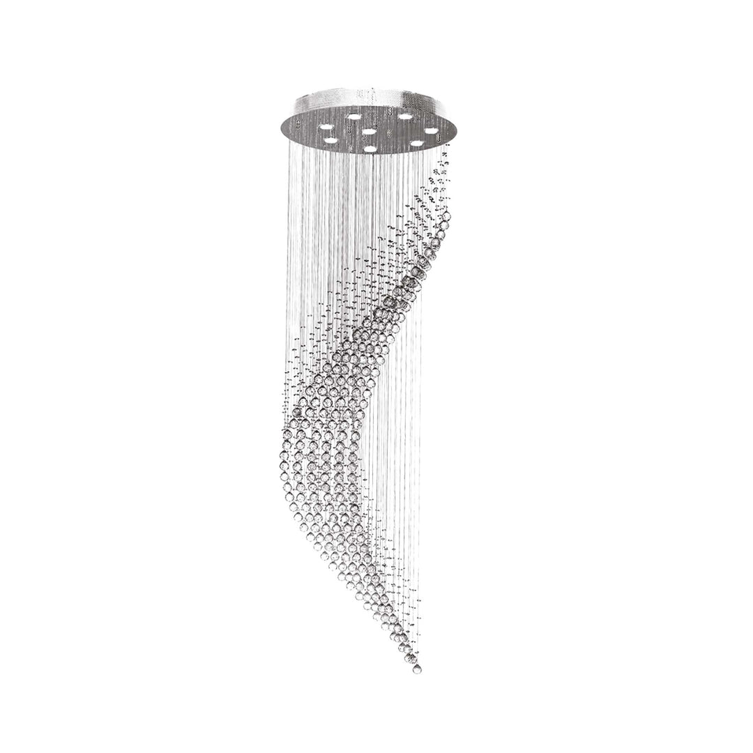 Contemporary Wave LED Chandelier – Modern LED Chandelier, 60cm x 190cm - Chrome - Designer Chandelier Australia