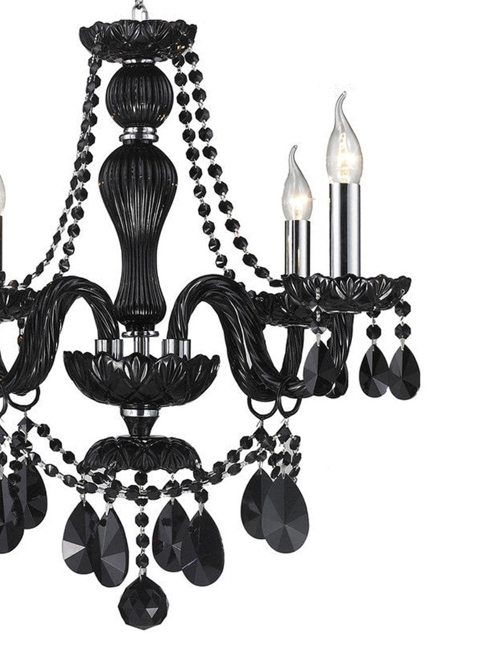 Jet Black Bohemian Chandelier - 4 Arm