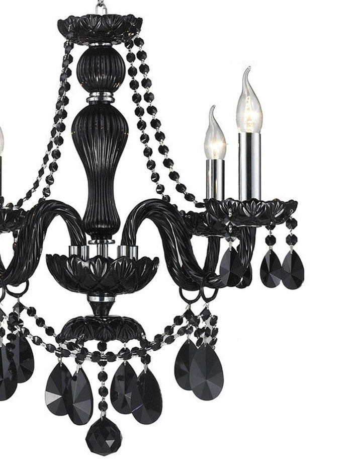 Jet Black Bohemian Chandelier - 4 Arm