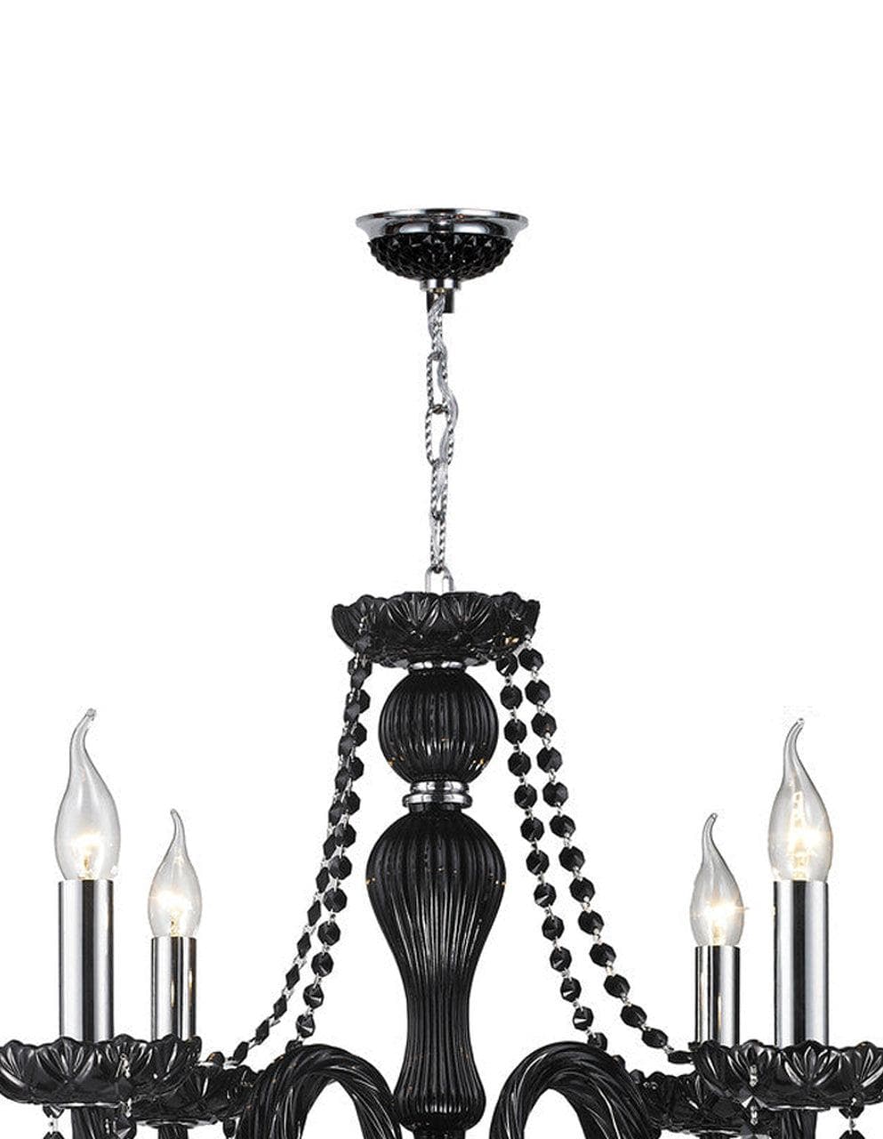 Jet Black Bohemian Chandelier - 4 Arm