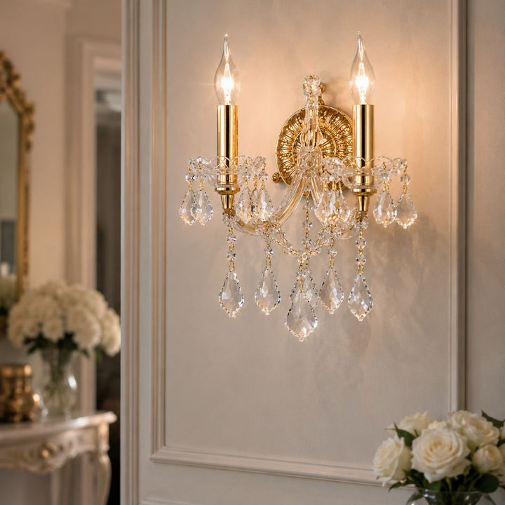 Double Maria Theresa Wall Light Sconce - Gold Fixtures