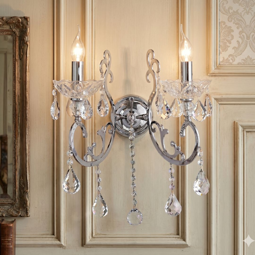 Elise Double Arm Wall Sconce - Chrome