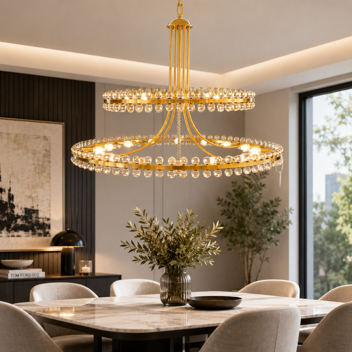 Farris Collection - Aged Brass Chandelier - 2 Tier