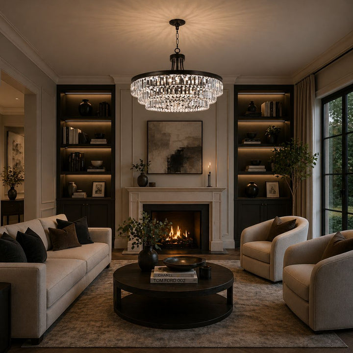 Jordan Collection - Chandelier - Warm Bronze Finish - W:70cm
