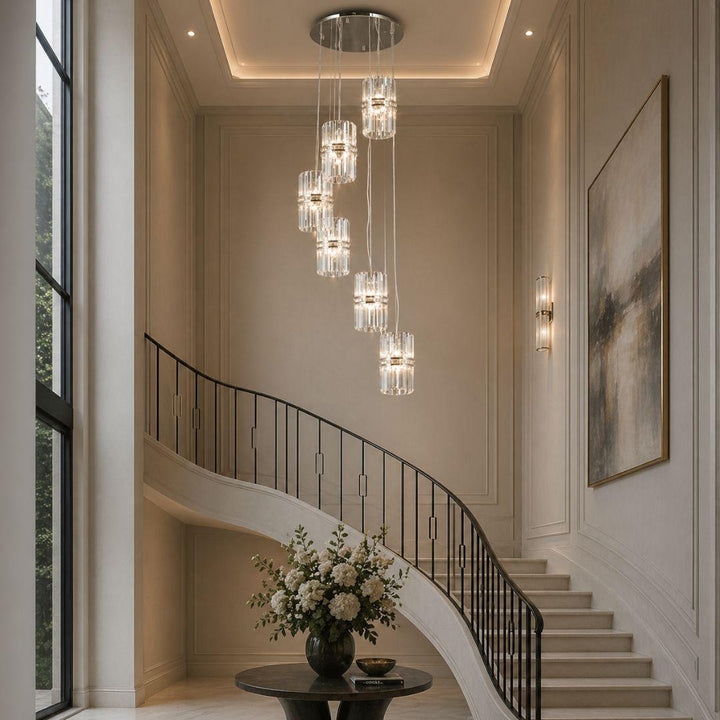Ashton Collection - 6 Light Pendant Cluster - W: 65cm - Polished Nickel
