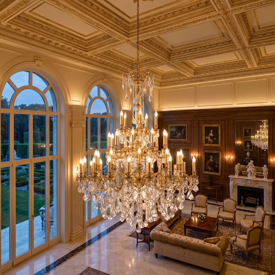 Americana 45 Light Crystal Chandelier - Brass Finish