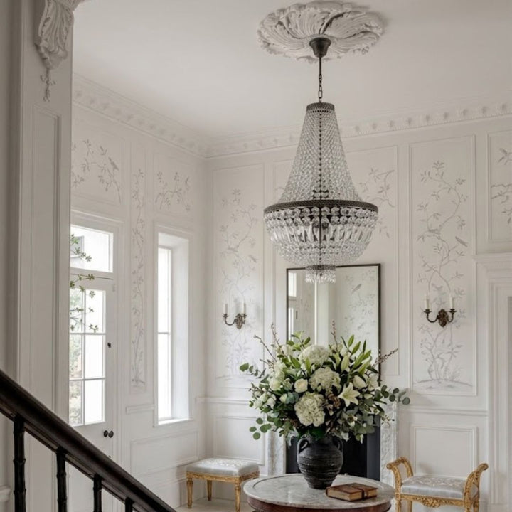 French Basket Chandelier - Antique Silver - 8 Light