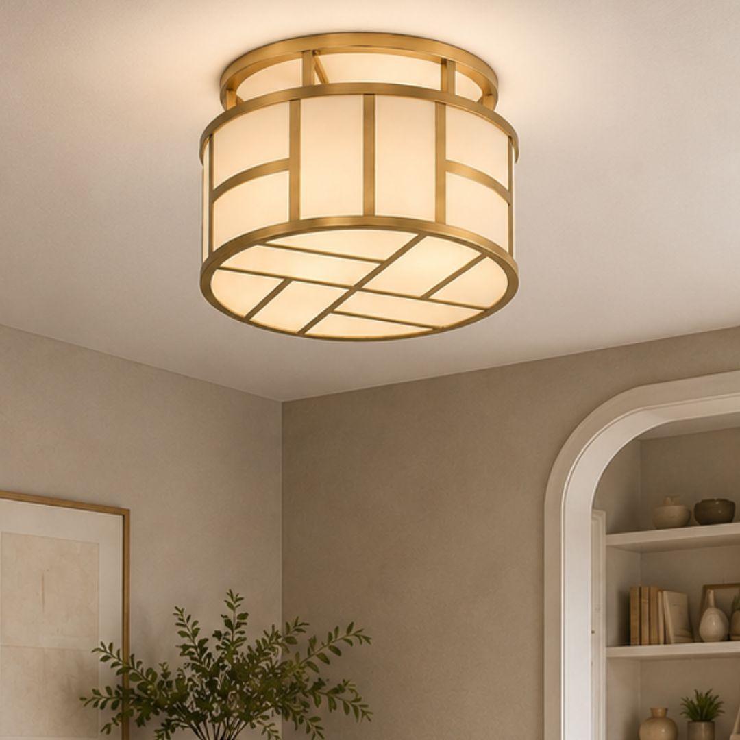 Fulton Collection - Flush Mount Chandelier - Satin Brass Frame W:43cm