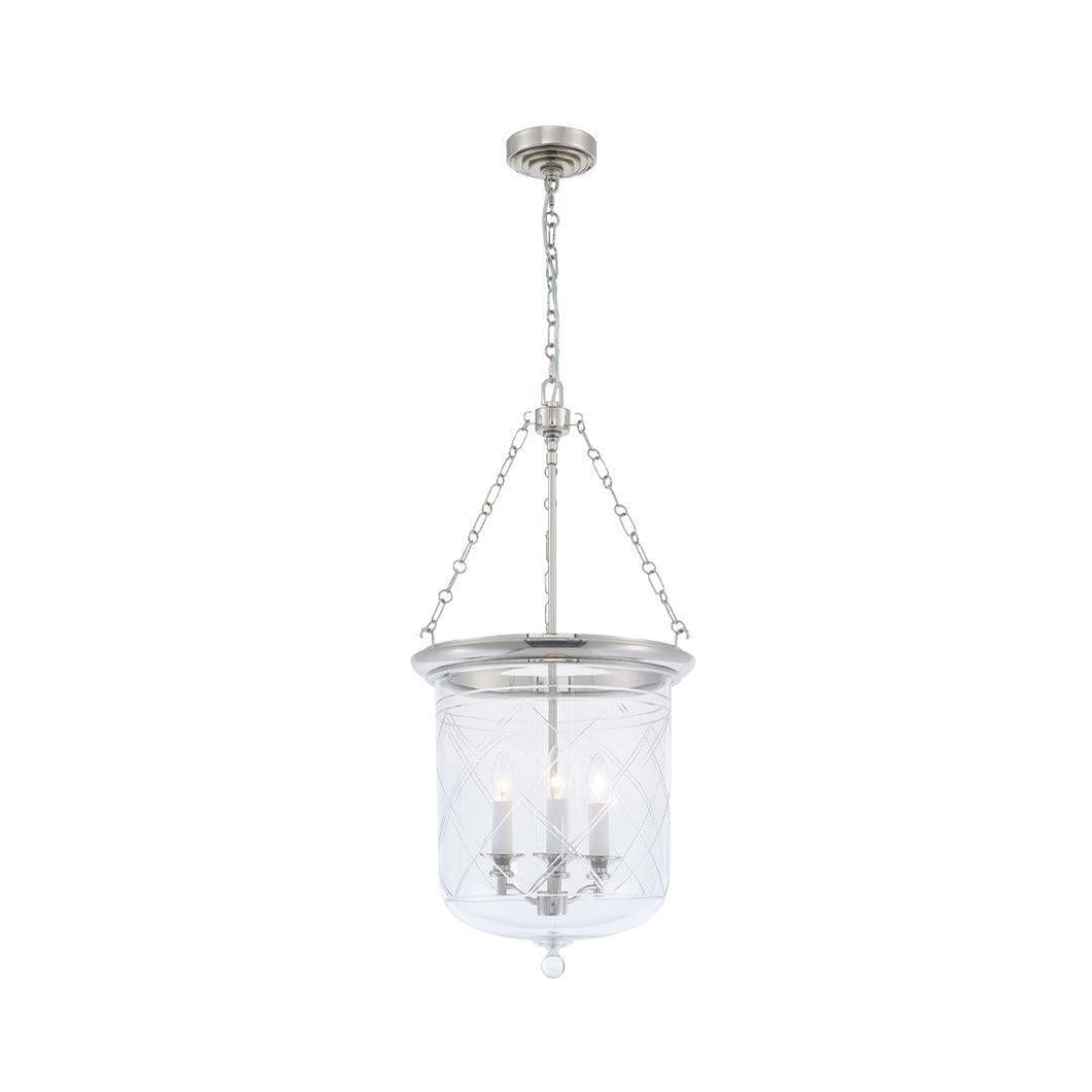 Chathan Bell - 3 Light Pendant - Polished Nickel