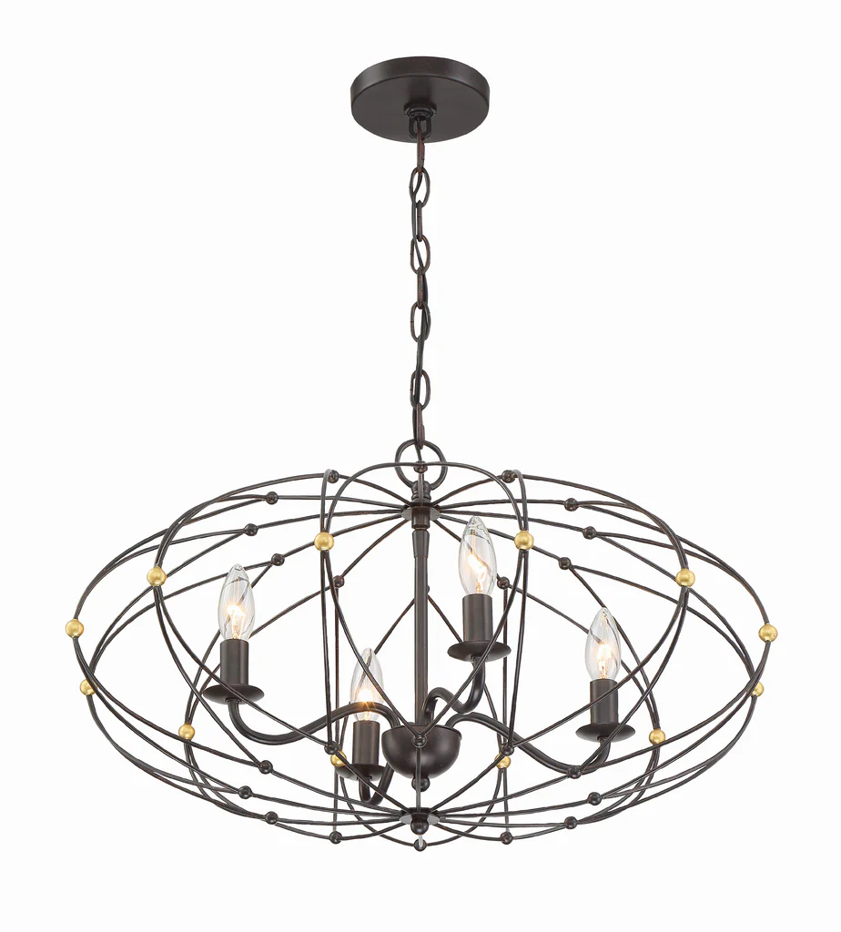 Clinton Collection - English Bronze & Gold Chandelier - bronze
