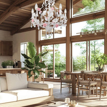 Load image into Gallery viewer, Southport Collection - White &amp; Pink Flowered Chandelier
