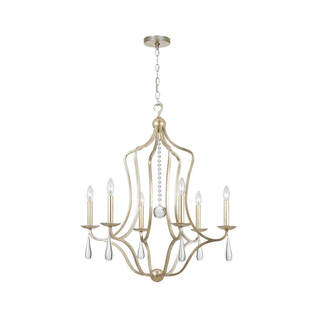 Coco Collection - 6 Light Silver Chandelier - silver