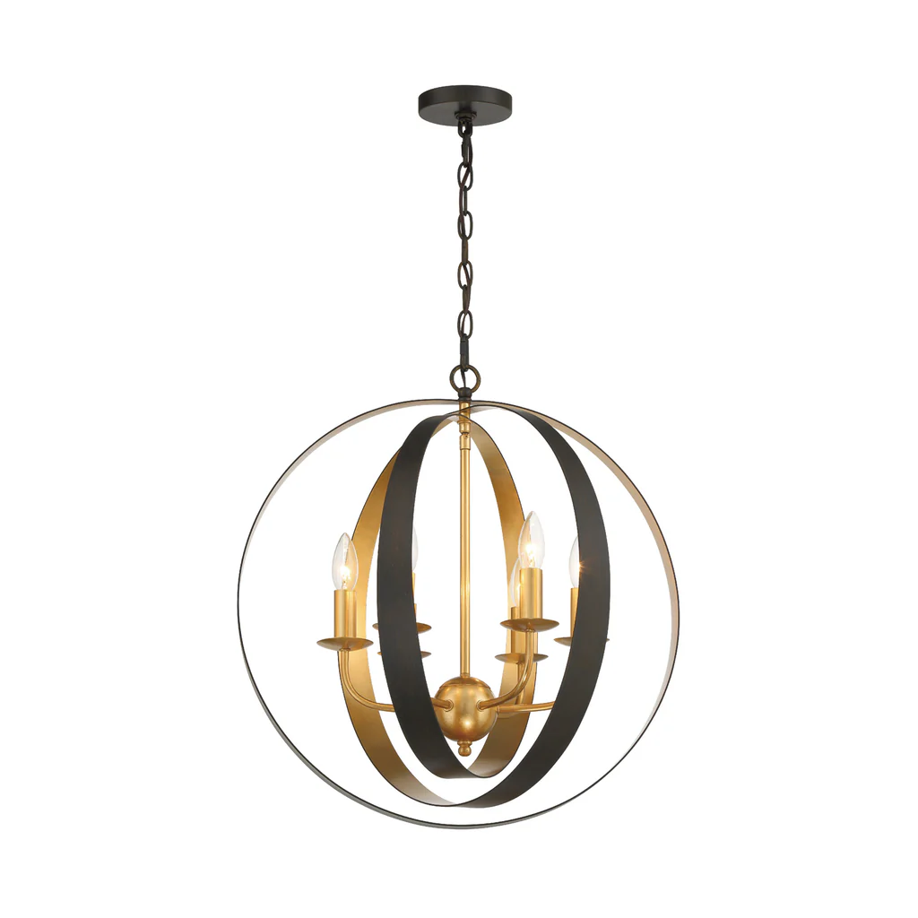 Carson Collection - 6 Lights  Orb Chandelier - English Bronze & Gold