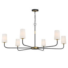 Load image into Gallery viewer, Royston Collection - 6 Light - Chandelier - Satin Brass &amp; Matte Black - W:137cm
