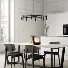 Load image into Gallery viewer, Juniper Collection - 16 Light Ring Chandelier - Matte Black &amp; Satin Brass
