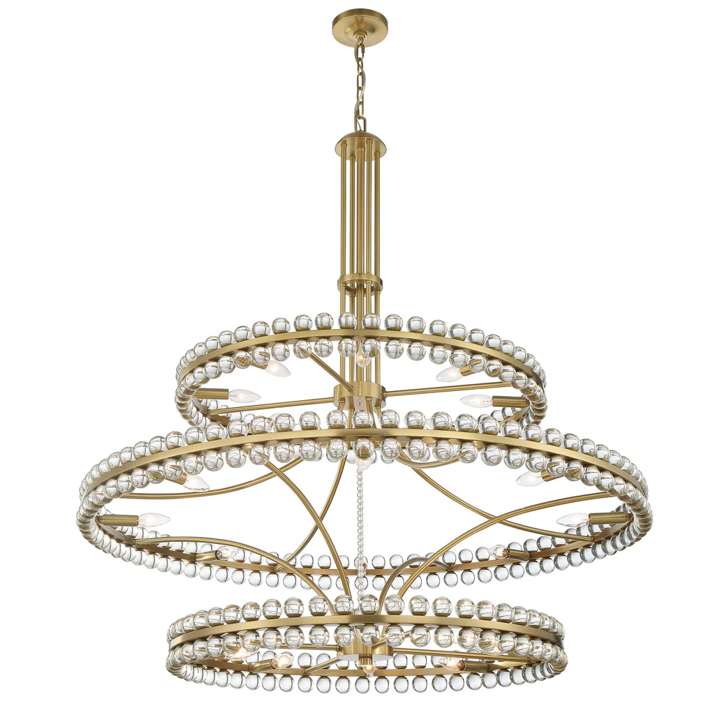 Farris Collection - Aged Brass Chandelier - 3 Tier