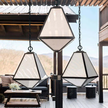 Load image into Gallery viewer, Tori Collection - Black Charcoal Outdoor Pendant - White Glass
