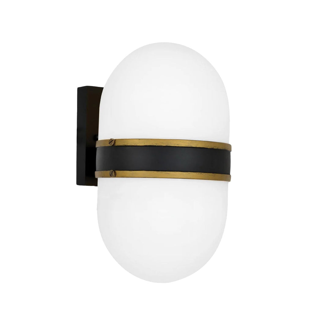 Rama Collection - Matte Black and Textured Gold Wall Sconce - black