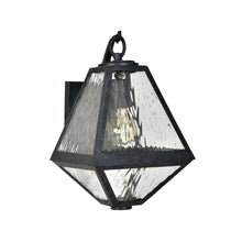 Load image into Gallery viewer, Tori Collection - Black Charcoal &amp; Clear Water Glass Outdoor Wall Sconce - Black
