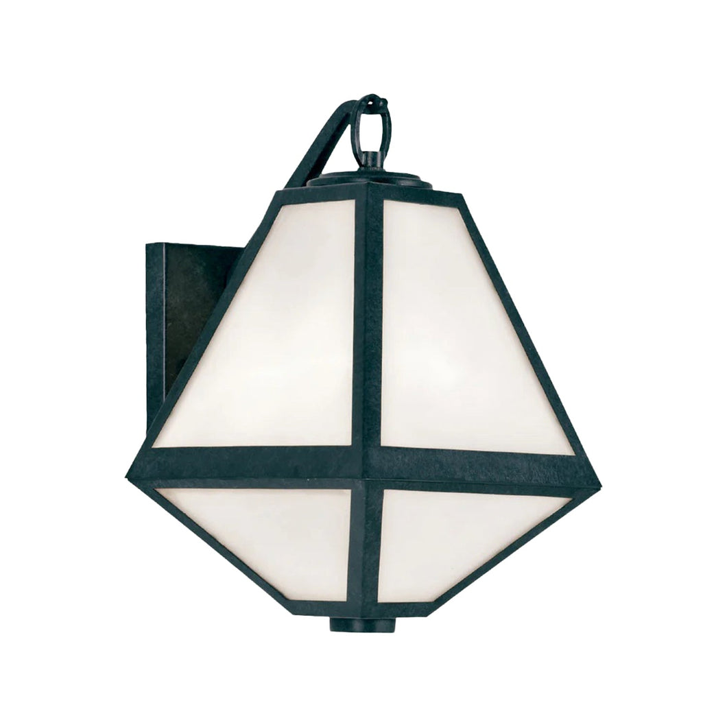 Tori Collection - Black Charcoal & White Glass Outdoor Wall Sconce - black