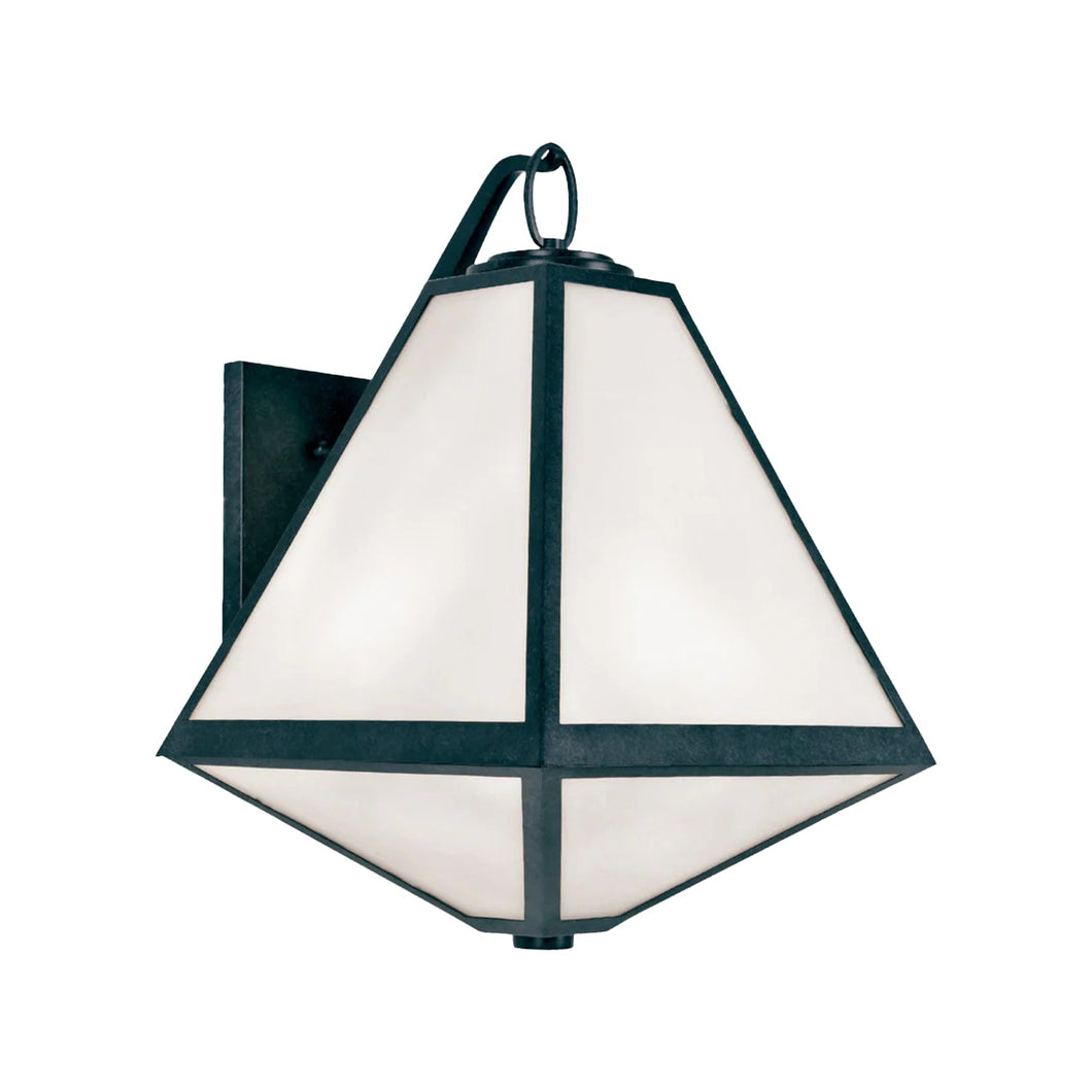 Tori Collection - Black Charcoal & White Glass Outdoor Wall Sconce - black